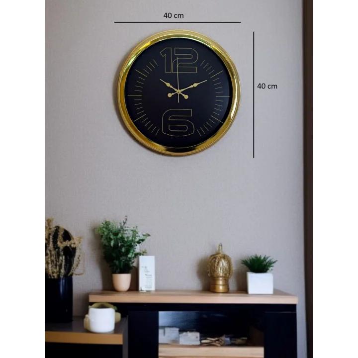 Mey İthalat® Elite Luxury Gold 40 Cm Metal Duvar Saati