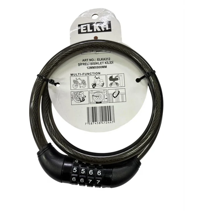 Mey İthalat® Elka 312 Şifreli Bisiklet Kilidi 80 cm