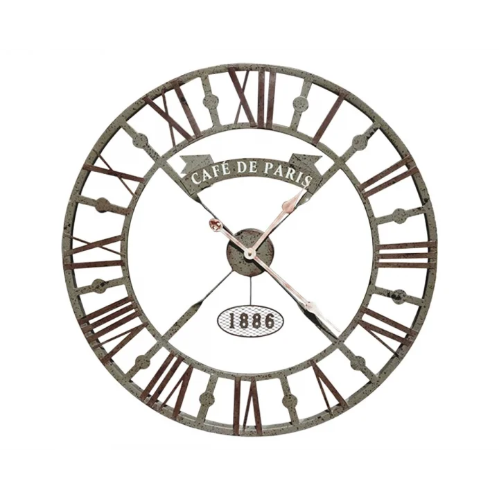 Mey İthalat® Eskitme Cafe de Paris 73 Cm Roma Rakamlı Duvar Saati