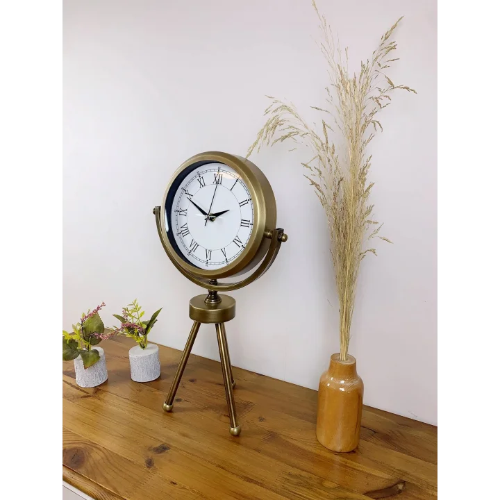 Mey İthalat® Eskitme Dekoratif Üç Ayaklı Masa Saati