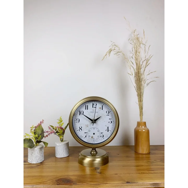 Mey İthalat® Eskitme Metal Masa Saati 25×20 cm