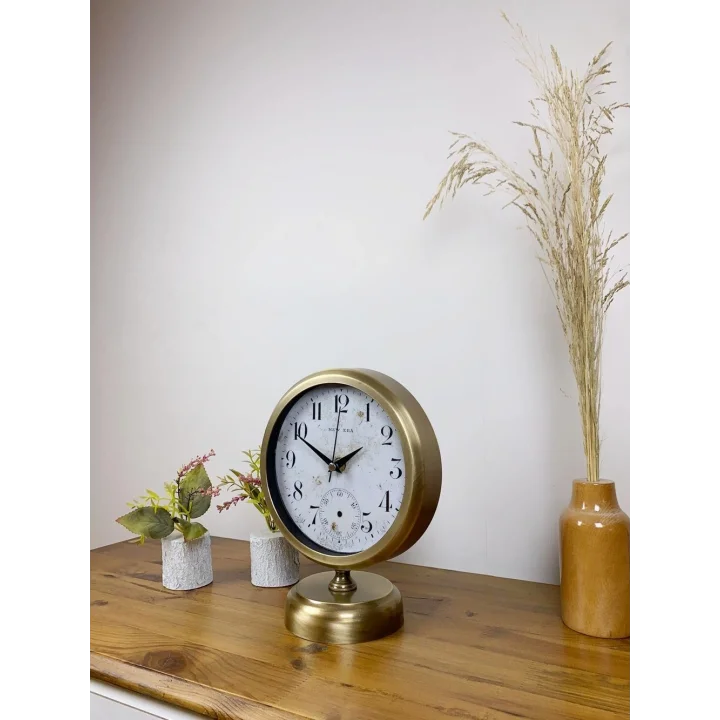 Mey İthalat® Eskitme Metal Masa Saati 25×20 cm