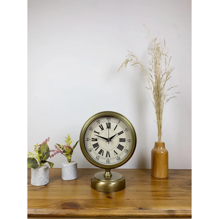 Mey İthalat® Eskitme Metal Orient Masa Saati 25×20 cm