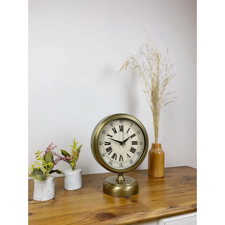 Mey İthalat® Eskitme Metal Orient Masa Saati 25×20 cm