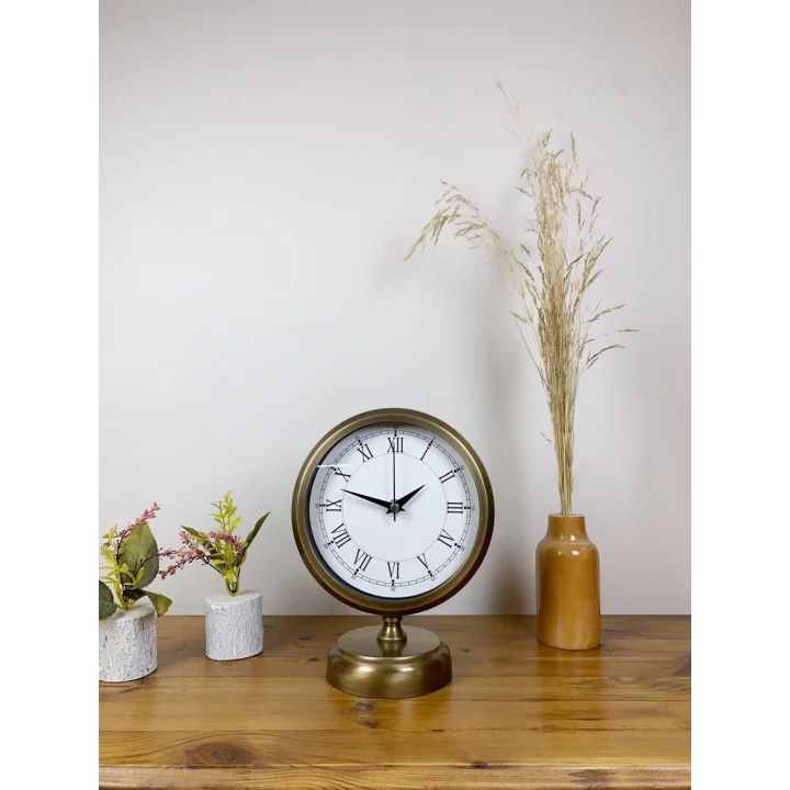 Mey İthalat® Eskitme Metal Retro Masa Saati 25×20 cm