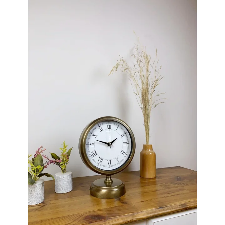 Mey İthalat® Eskitme Metal Retro Masa Saati 25×20 cm
