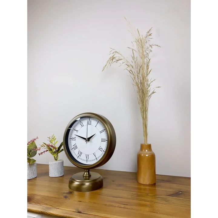 Mey İthalat® Eskitme Metal Retro Masa Saati 25×20 cm
