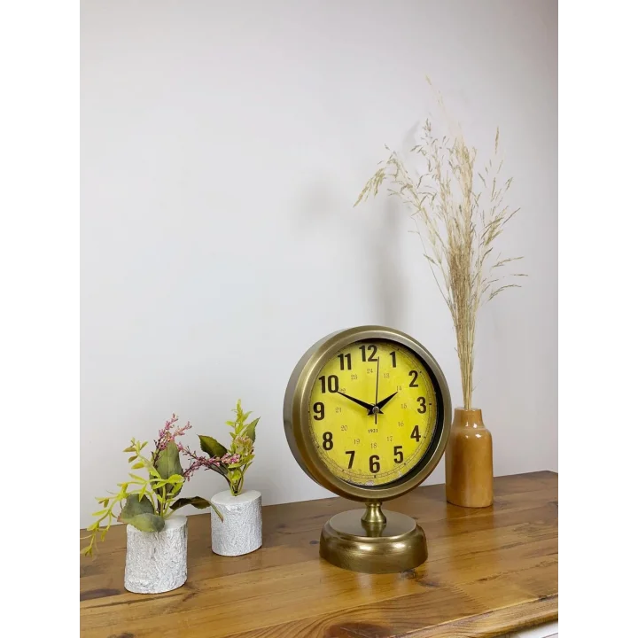 Mey İthalat® Eskitme Metal Vira Masa Saati 25×20 cm