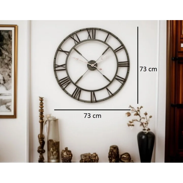 Mey İthalat® Eskitme Stil 73 Cm Duvar Saati