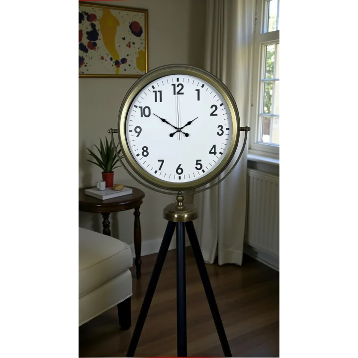 Mey İthalat® Eskitme Tripod Ayaklı Dekoratif Saat
