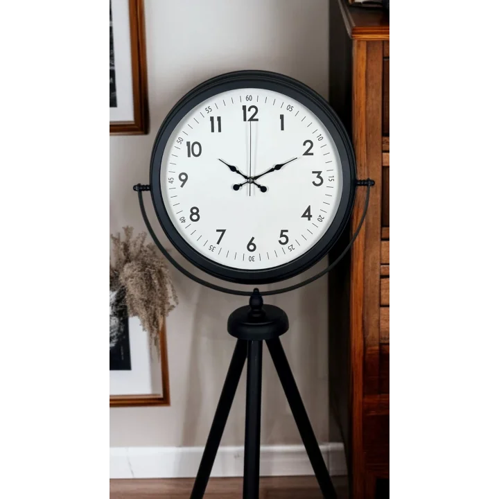 Mey İthalat® Eskitme Tripod Ayaklı Dekoratif Saat