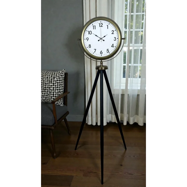 Mey İthalat® Eskitme Tripod Ayaklı Dekoratif Saat