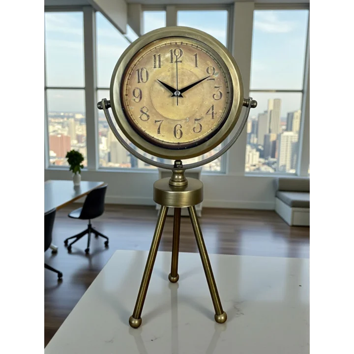 Mey İthalat® Eskitme Vintage Üç Ayaklı Masa Saati