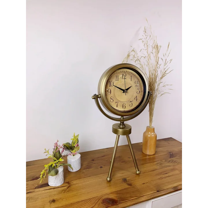 Mey İthalat® Eskitme Vintage Üç Ayaklı Masa Saati