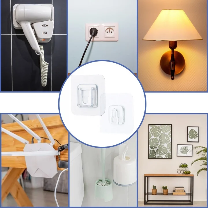 Mey İthalat®  Eşya Sabitleme Askısı 10 Çift Şeffaf Çift Taraflı Yapışkanlı Geçmeli Klips