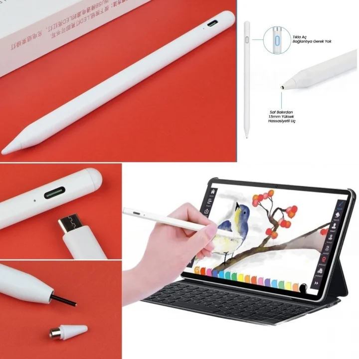 Mey İthalat®  Evrensel Tablet ve Dokunmatik Telefonlarla Uyumlu Hassas Çizim ve Tasarım Kalemi
