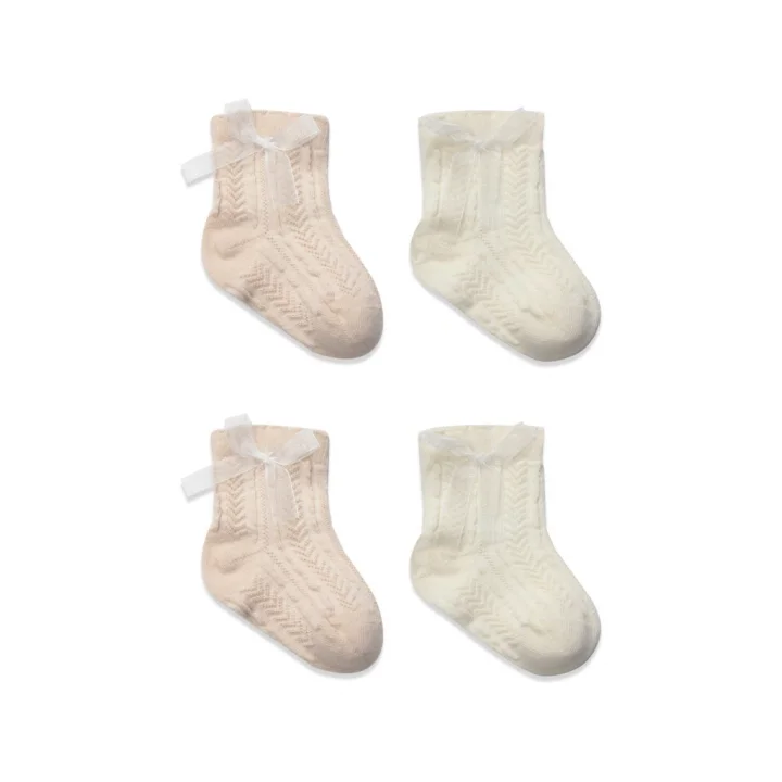 Mey İthalat® Fiyonklu Penye Soket Çorap 2li 10149 Somon