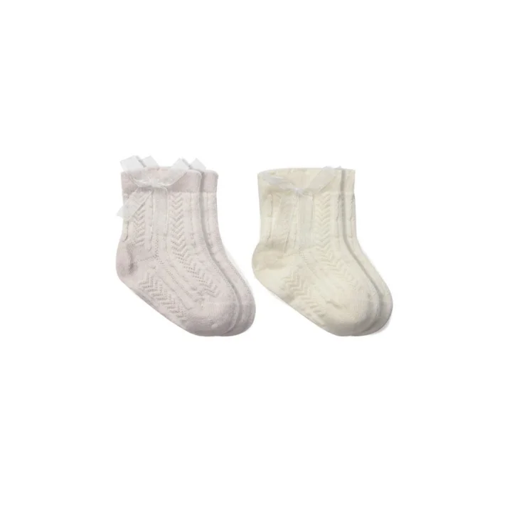 Mey İthalat® Fiyonklu Penye Soket Çorap 2li 10149 Taş