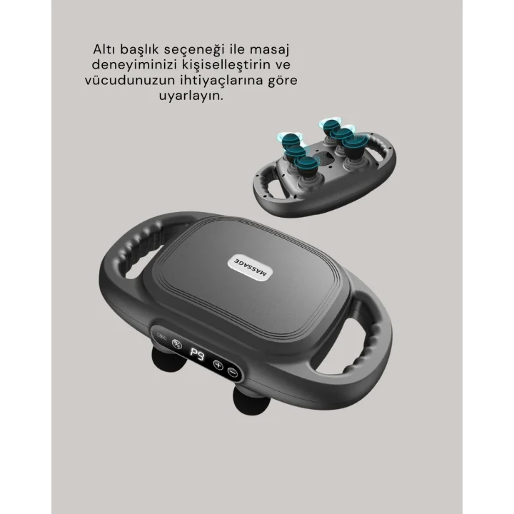Mey İthalat® Fonksiyonlu Şarjlı Masaj Aleti 6 Başlık 2000 mAh Ergonomik Gövde Yeni Nesil