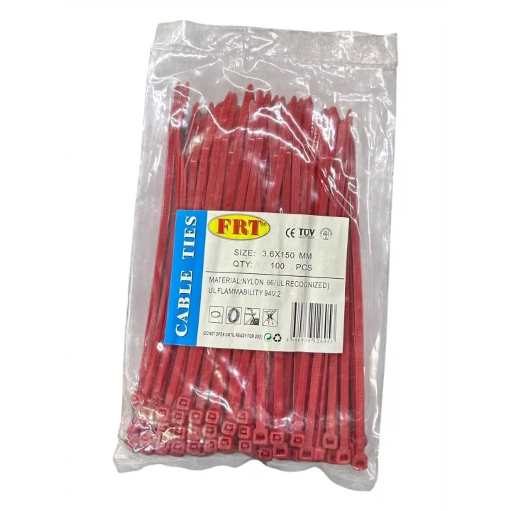 Mey İthalat® FRT Kırmızı 3,6X150 Kablo Bağı