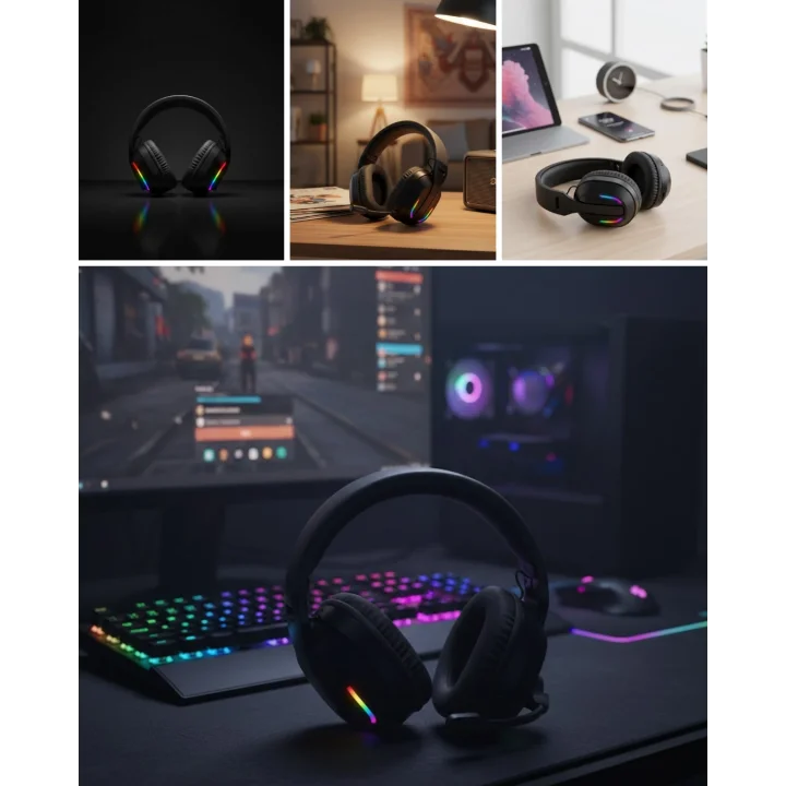 Mey İthalat® Gaming Headset Kablosuz Bluetooth 40MM Sürücülü Mikrofonlu Oyuncu Kulaklığı