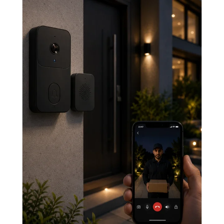 Mey İthalat® Gece Görüşlü Akıllı Kapı Zili Geniş Açılı Kameralı Güvenlik Sistemi
