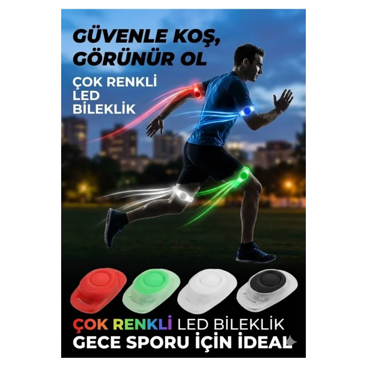 Mey İthalat® Gece Koşu Bilekliği: Su Geçirmez, 2 Fonksiyonlu, Işıklı Güvenlik Bandı