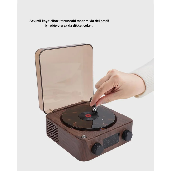 Mey İthalat® Gece Lambası Bluetooth Hoparlör Dijital Saat Çok Fonksiyonlu Su Dalgası Işıklı