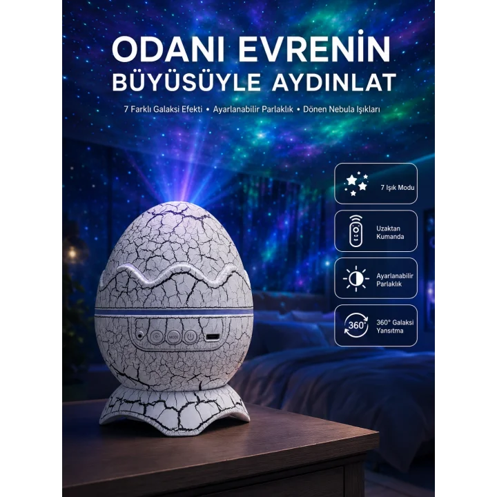 Mey İthalat® Gece Lambası Yumurta Işık Speaker Yeni Nesil Dinozor Yumurtası Görünümlü