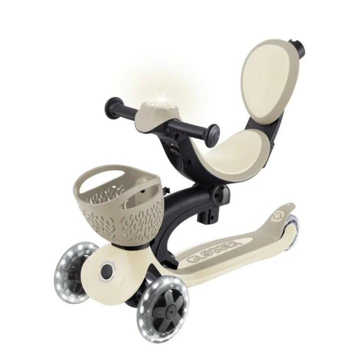 Mey İthalat® Globber Go Up Baby 360 Işıklı Scooter Koyu Bej