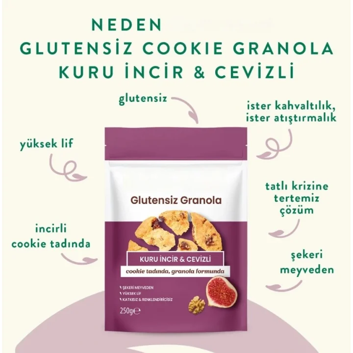 Mey İthalat® Glutensiz Granola Kuru İncir ve Cevizli 250 Gr