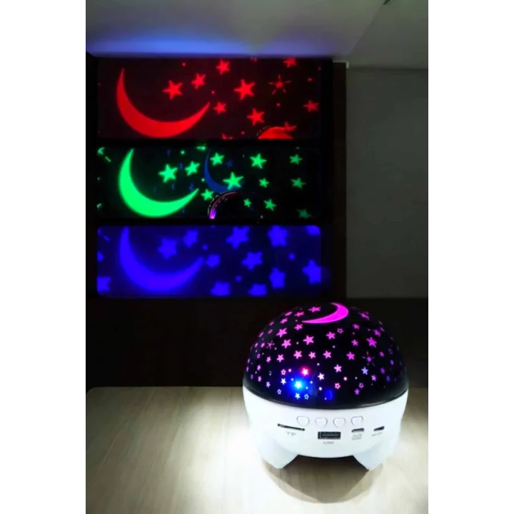 Mey İthalat® Gökyüzü Temalı Bluetooth Ve Hoparlörlü Şarjlı Çocuk Gece Lambası