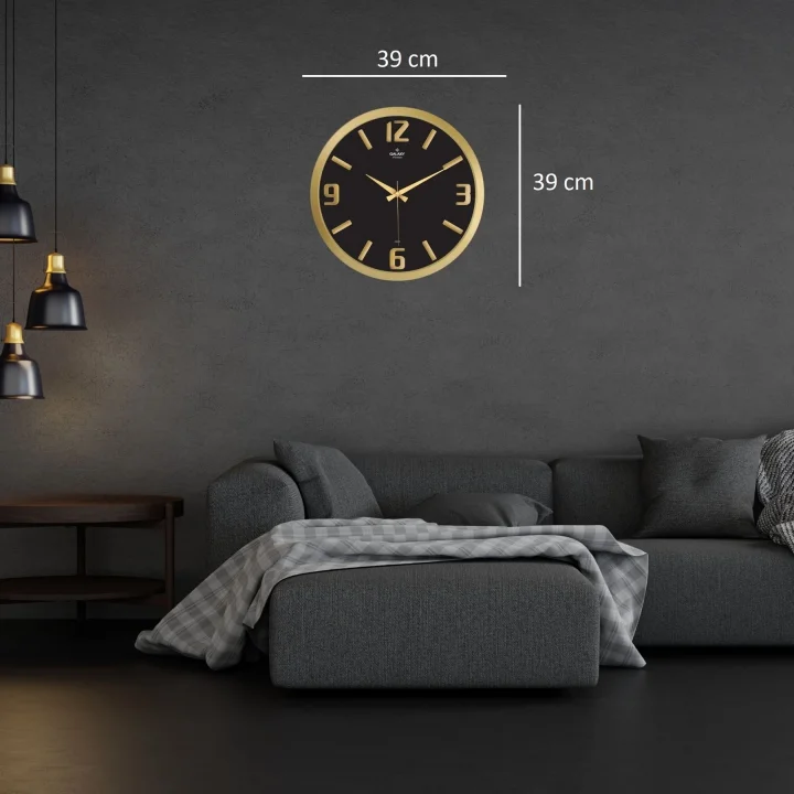 Mey İthalat® Gold 39 Cm Kabartma Rakamlı Duvar Saati