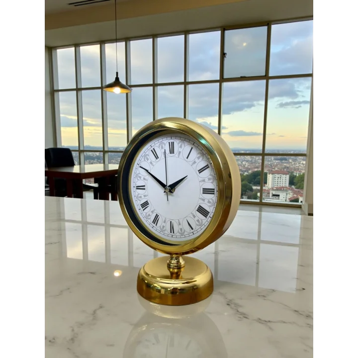 Mey İthalat® Gold Altın Miras 25 x 20 Cm Metal Masa Saati