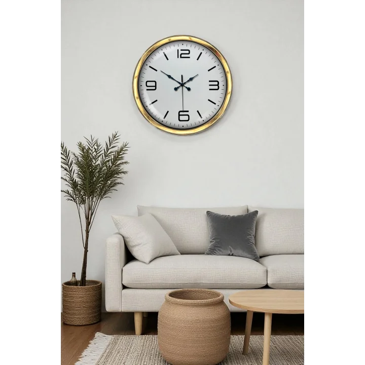 Mey İthalat® Gold Lüks 40 Cm Metal Modern Duvar Saati