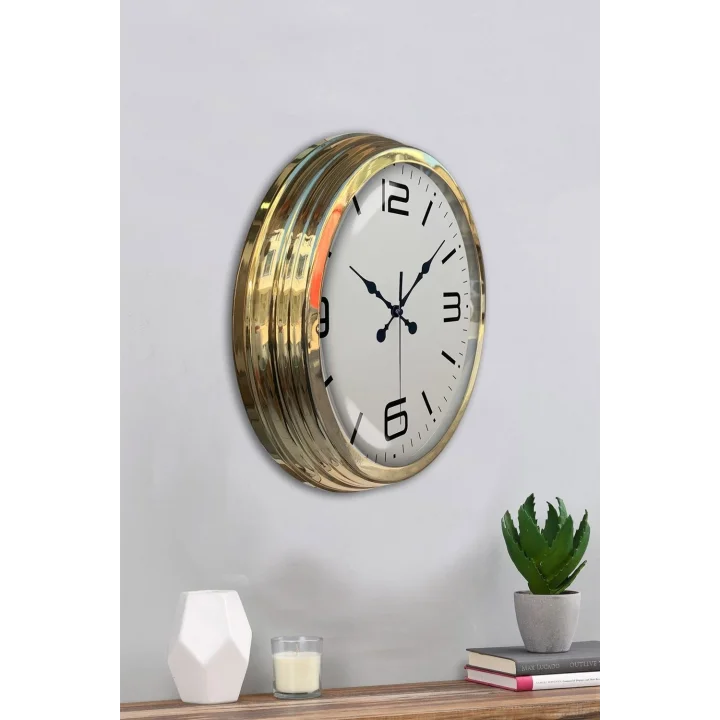 Mey İthalat® Gold Lüks 40 Cm Metal Modern Duvar Saati