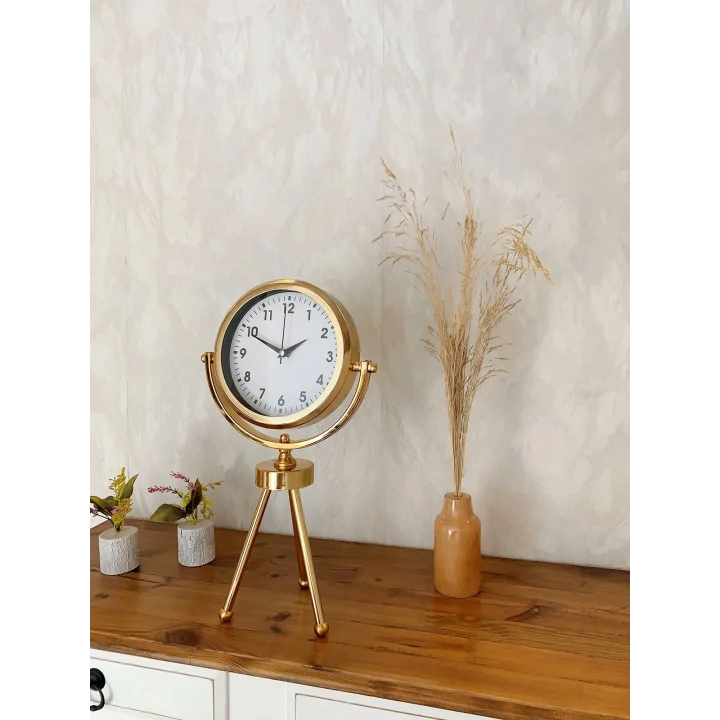 Mey İthalat® Gold Luxury Modern Üç Ayaklı Masa Saati