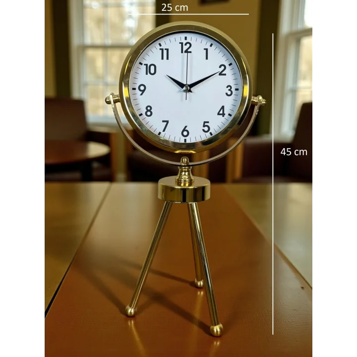 Mey İthalat® Gold Luxury Modern Üç Ayaklı Masa Saati