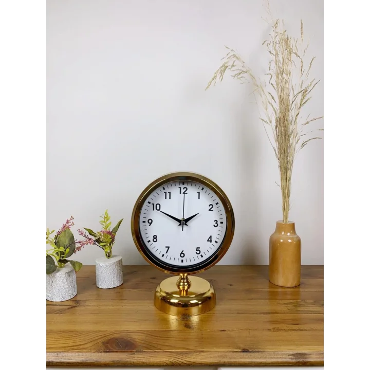 Mey İthalat® Gold Metal Lüks Masa Saati 25×20 cm