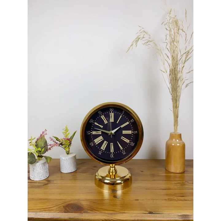 Mey İthalat® Gold Metal Zarif Masa Saati 25×20 cm