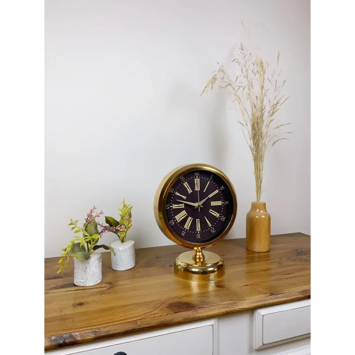 Mey İthalat® Gold Metal Zarif Masa Saati 25×20 cm