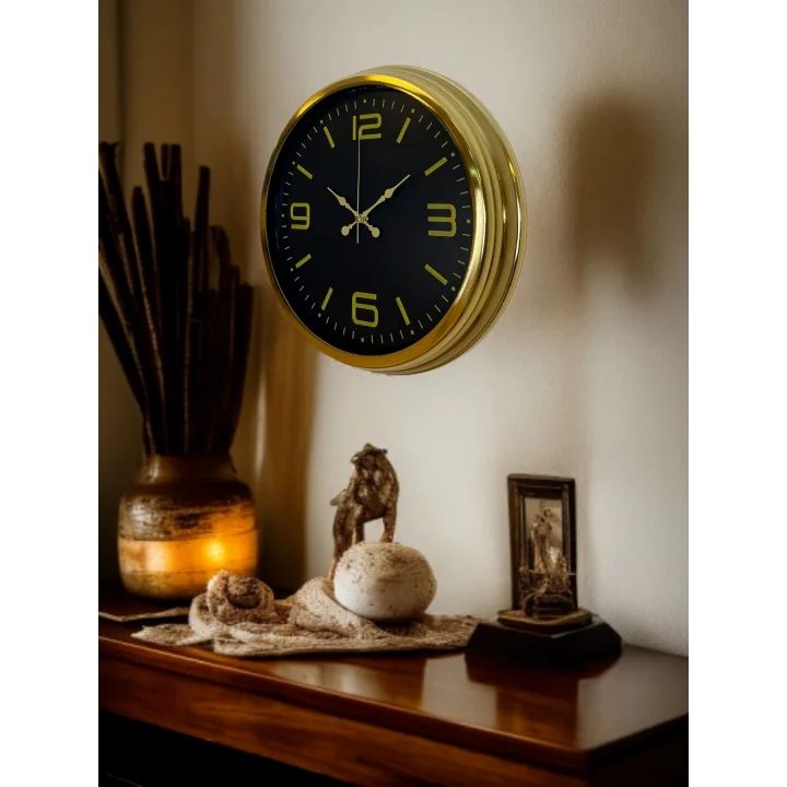 Mey İthalat® Gold Modern Rakamlı 40 Cm Metal Duvar Saati