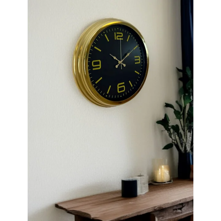 Mey İthalat® Gold Modern Rakamlı 40 Cm Metal Duvar Saati