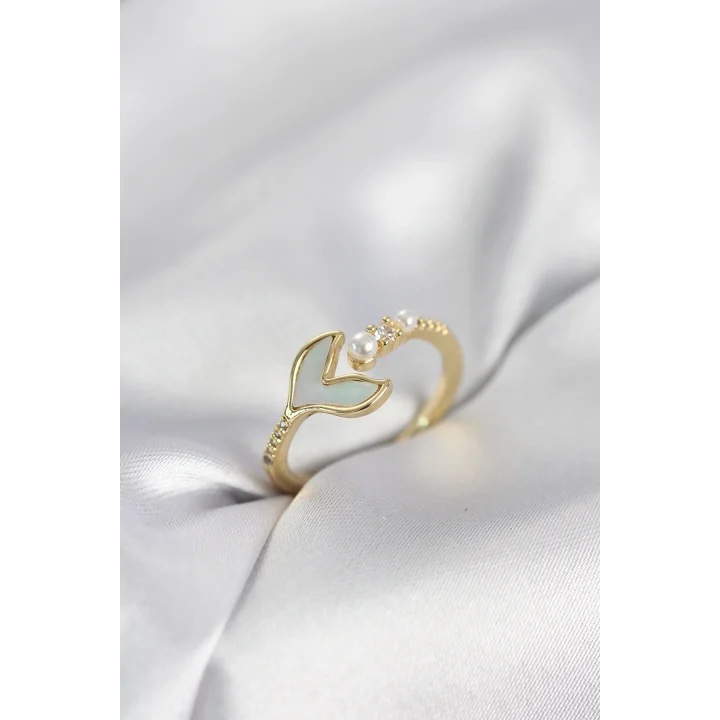 Mey İthalat® Gold Renk Balık Kuyruğu Model Kadın Yüzük