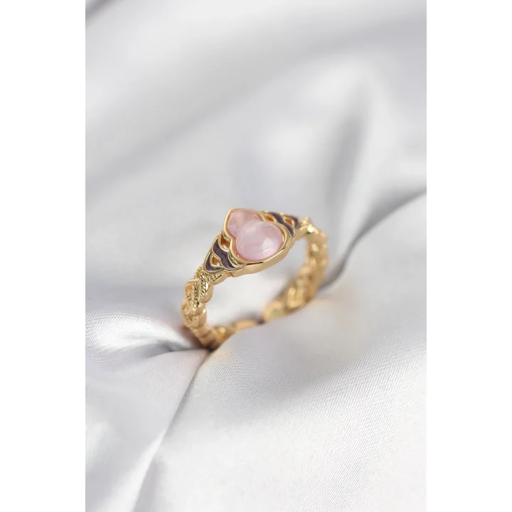 Mey İthalat® Gold Renk Pembe Damla Model Kadın Yüzük