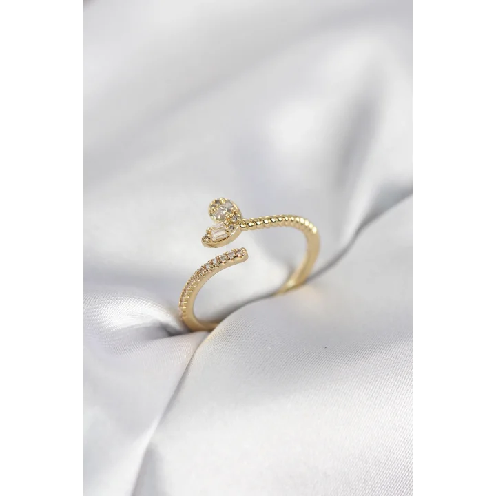 Mey İthalat® Gold Renk Pirinç Kuyruklu Kalp Model Kadın Yüzük