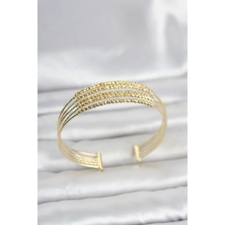 Mey İthalat® Gold Renk Pirinç Minimal Dorikalı Kadın Bileklik