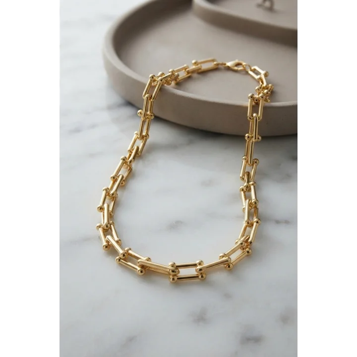 Mey İthalat® Gold Renk Pirinç Tifani Model Kadın Kolye
