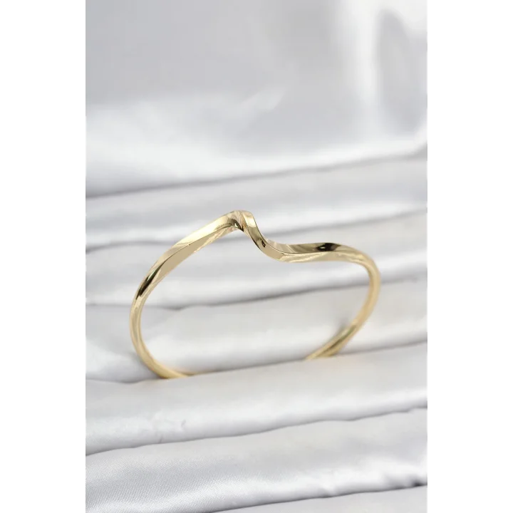 Mey İthalat® Gold Renk Pirinç Zikzak Model Kadın Bileklik