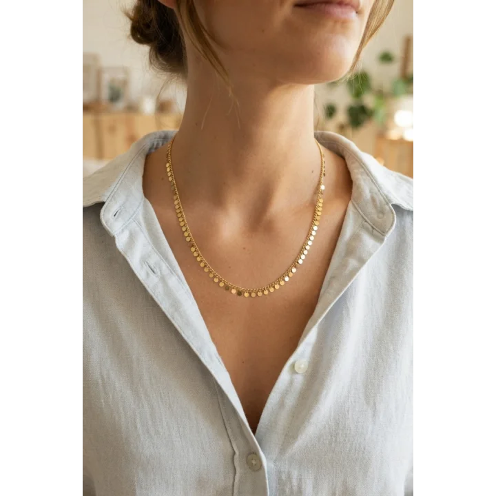 Mey İthalat® Gold Renk Pul Model 60 cm Kadın Kolye